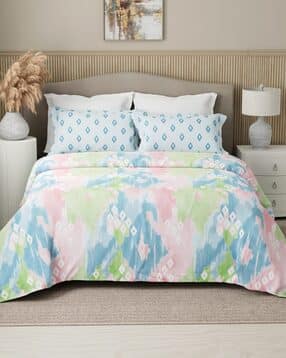 200 TC Floral Print Double-Size Bedsheet with Pillow Covers -image-24