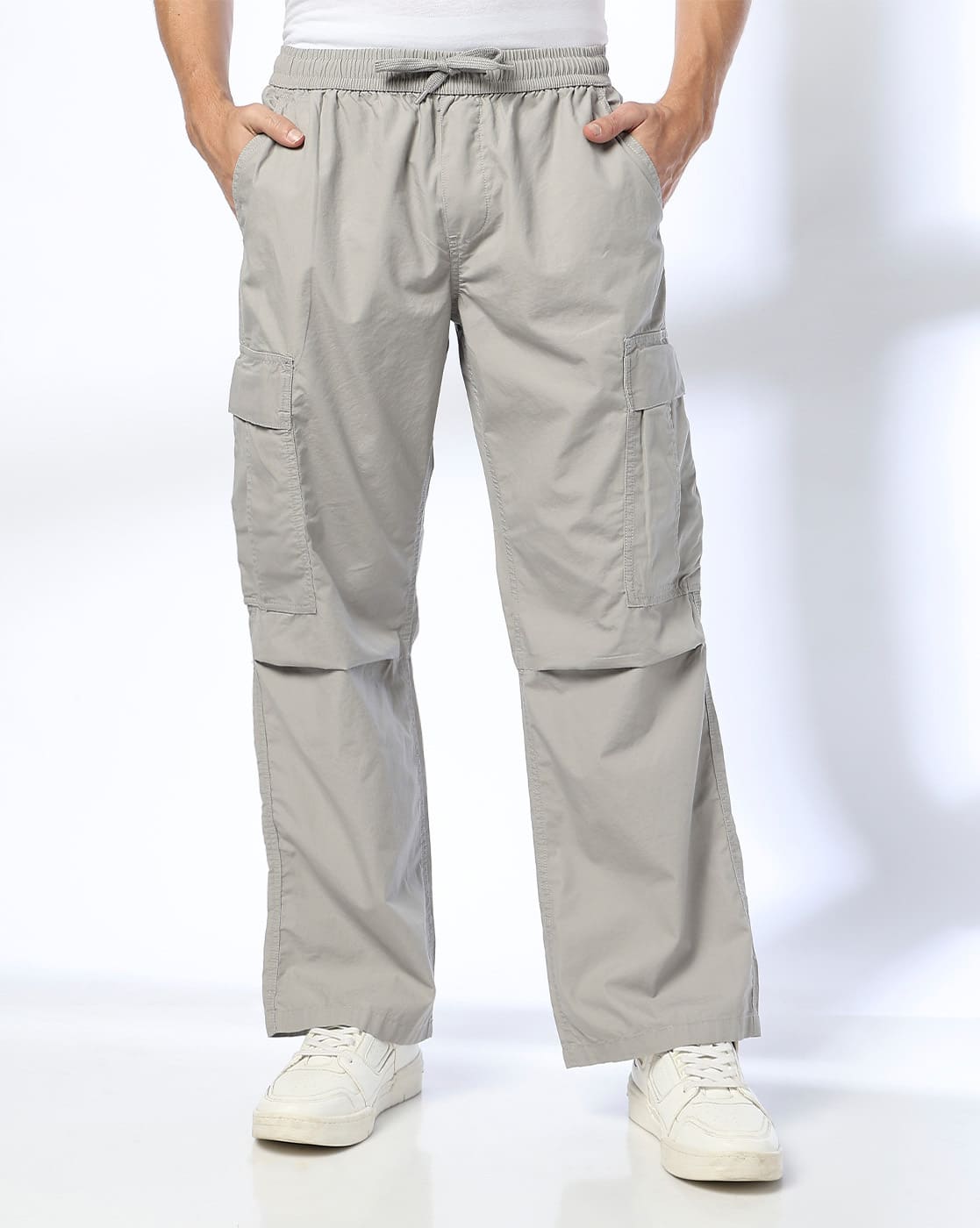 Elastic Waist Lightweight Cotton Cargo Trousers Mens Jolicloth