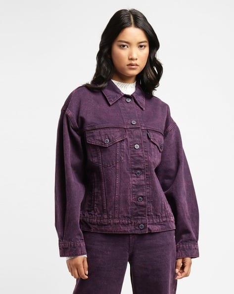Purple Relaxed Fit Denim Jacket Buy Purple Jackets Coats For Women