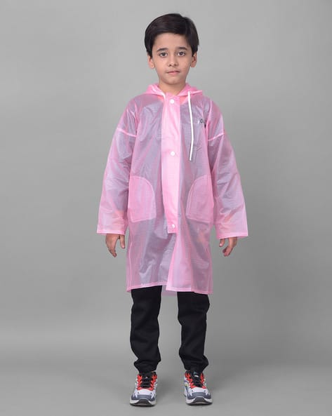 Boys Hooded Raincoat with Insert Pockets