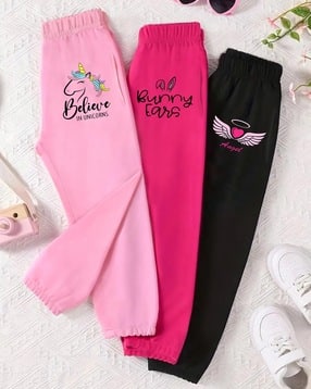 Girls Pack of 3 Graphic Track Pants