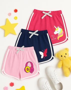 Girls Pack of 3 Cartoon Print Shorts