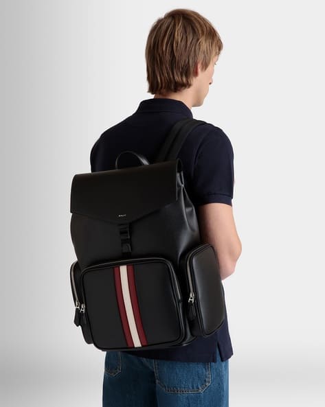Buy Bally Mythos Leather Backpack | Black Color Men | AJIO LUXE