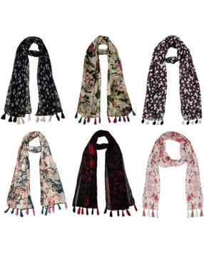 stole villa Pack of 6 Women Floral Print Scarves-picture-29