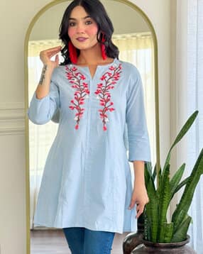 Women Embroidered Straight Tunic