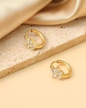 zaisha 18Kt Gold Plated Flazo Flower Huggies Earrings-picture-15