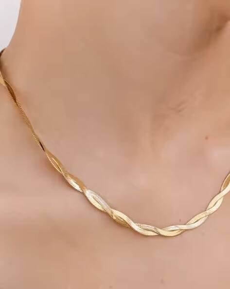 ZAISHA 18Kt Gold Plated Herringbone Cross Chain Necklace