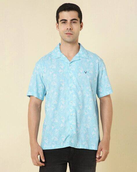 ALLEN SOLLY  Men Cotton Micro Print Relaxed Fit Shirt