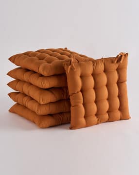 skanda fab Set of 6 Square Cotton Chair Pad-picture-15