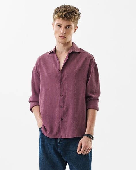 mens mauve dress shirt Satin Long Sleeve Long SleeveFold Down CollarButton Front100% ViscoseImportedAvailable In Plus Sizes Panhandle RMN2S06527 Mens Rough Stock