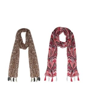 stole villa Pack of 2 Women Animal Print Scarves-picture-32
