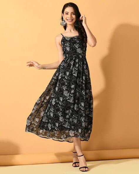 SVARAA Women Floral Print Fit & Flare Dress