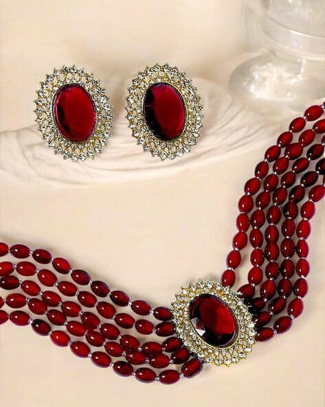 Oomph Women Jewellery Beads Multi Layer Ethnic Choker Necklace Set