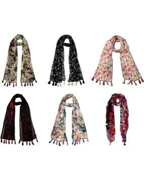 stole villa Pack of 6 Women Floral Print Scarves-picture-25