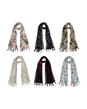 stole villa Pack of 6 Women Floral Print Scarves-picture-40