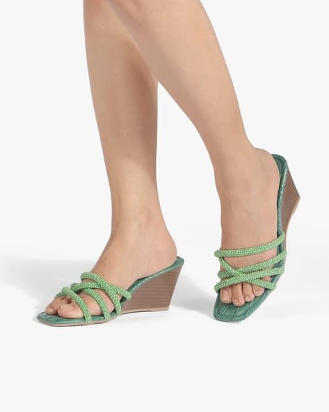 Women Lace Open-Toe Wedges