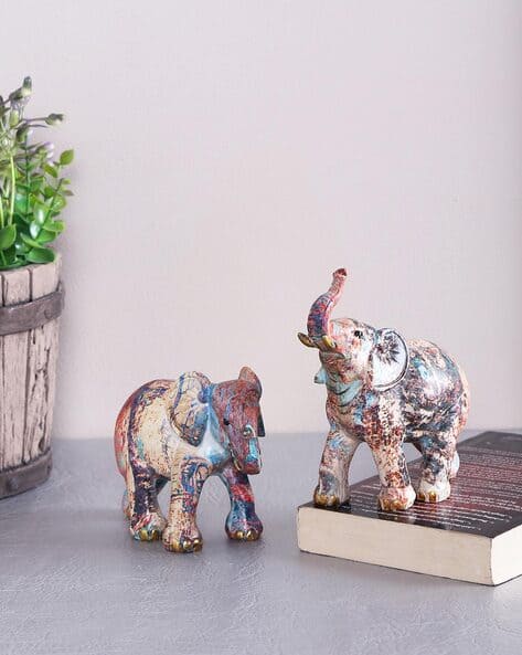 Tayhaa Set of 2 Story Telling Elephants in Muted