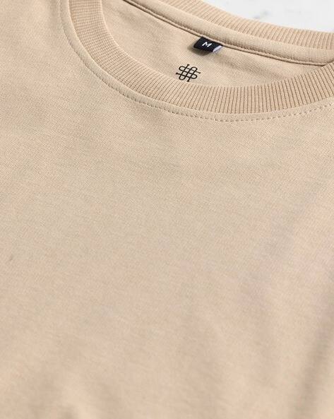Beige Mens Long Sleeve T Shirts H&m Regular Fit T-shirt