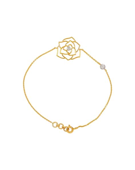 Whp Jewellers Women Yellow Gold Floral Marina Diamond-Studded Bracelets