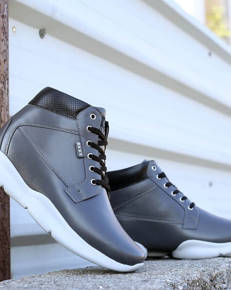 Men Elevator Sneaker Lace-Up Ankle Boots