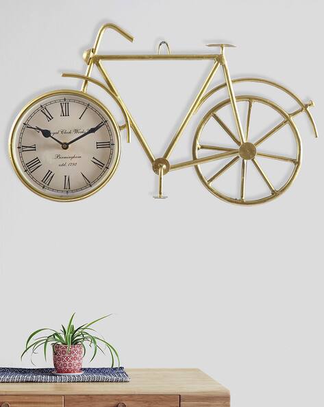 Aapno Rajasthan Golden Bicycle Wall Clock