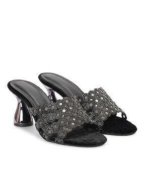 ishransh Women Embellished Slip-On Kitten Heeled Sandals-picture-10