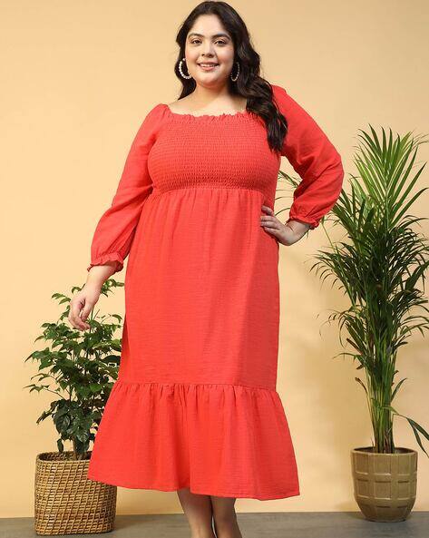 Oxolloxo Women Fit & Flare Dress with Smoked Detail