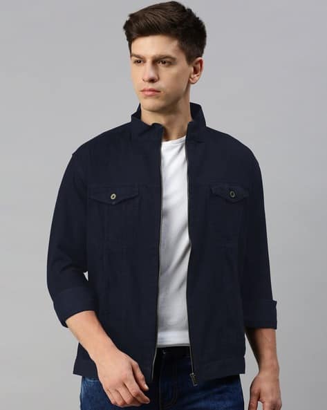 Men Zip-Front Slim Fit Jacket