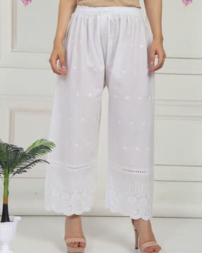 fashionable Women Embroidered Palazzos with Elasticated Waistband-picture-26