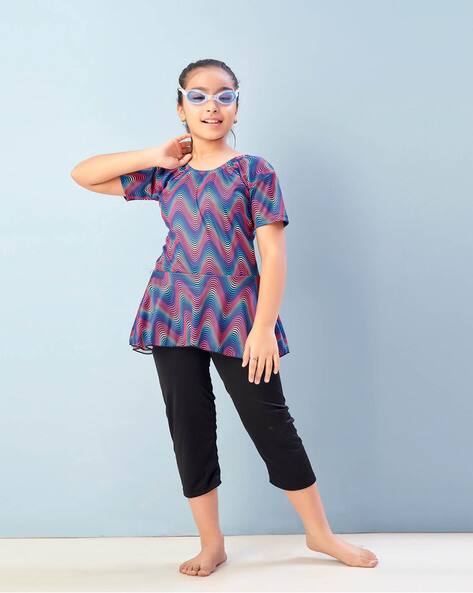 AARIKA GIRLS ETHNIC Girls Printed Swimsuit with Goggles