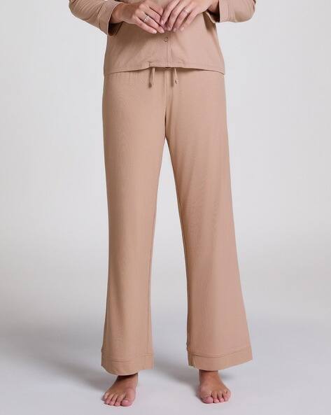 Buy Hunkemoller Women Ribbed Wide-Leg Pyjamas Taupe Color Women