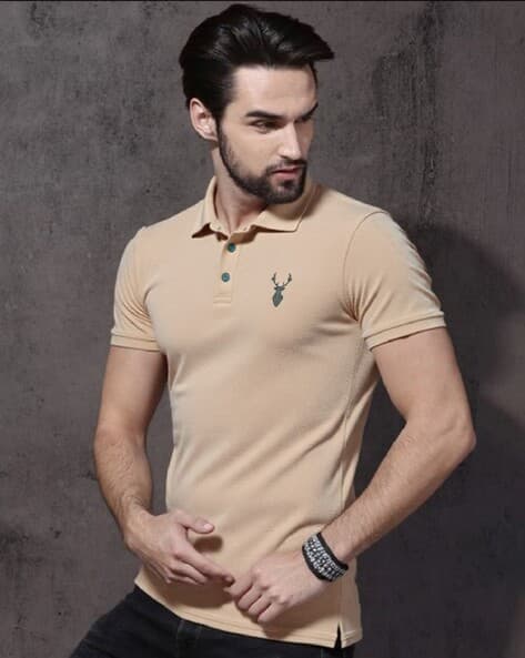 ROUGHSTER Trykar Men Textured Regular Fit Polo T-Shirt