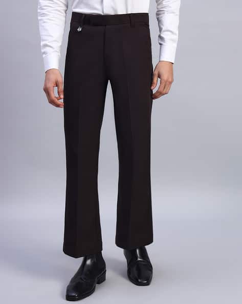 Buy AXNIS Men Boot Fit Flat-Front Trousers Online | Ajio.com