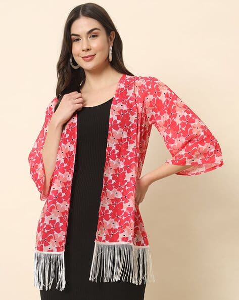 LEIA  Women Regular Fit Open Collar Floral Shrug