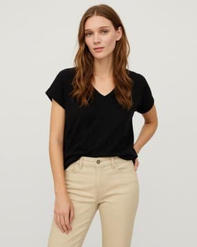 oyeebro Women Relaxed Fit V-Neck T-Shirt-picture-48