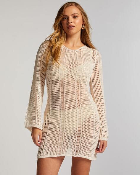 Buy Hunkemoller Women Crochet Cover-Up Dress White Color Women