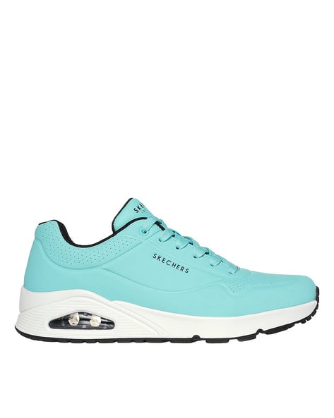 Walking Shoes Skechers Turquoise Sneakers Men Low-Top Lace-Up