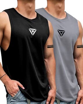jump cuts Men Typographic Sleeveless Vest-picture-18