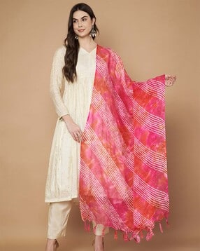 akshadeep Women Striped Dupatta with Tassels-picture-11