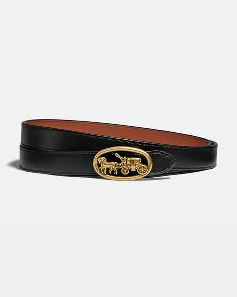 Coach Black Double-Wrap Leather Belt with Gold Carriage Emblem 0400015982340_BLACKSADDLE?wid=  main image 4