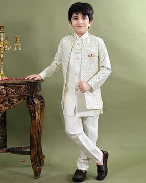 bt dezines Sequins Embroidered Sherwani Jacket with Kurta & Pyjamas SetSet-picture-28