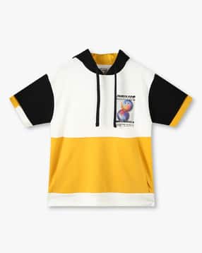 Boys Colourblock Relaxed Fit Hooded T-Shirt-image-31