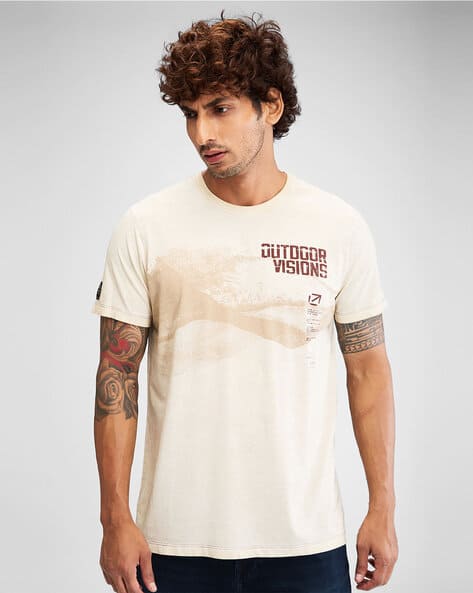 SPYKAR Men Typographic Print Slim Fit Crew-Neck T-Shirt