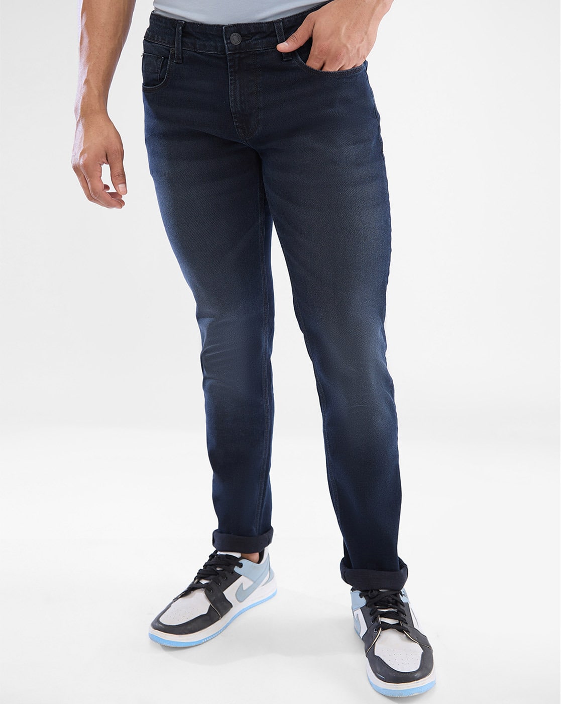 SPYKAR Men Mid-Wash Low-Rise Slim Fit Jeans For Men (Blue, 32)