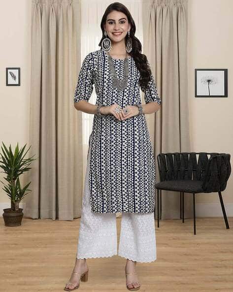 7 Threads Women Geometric Print Straight Kurta