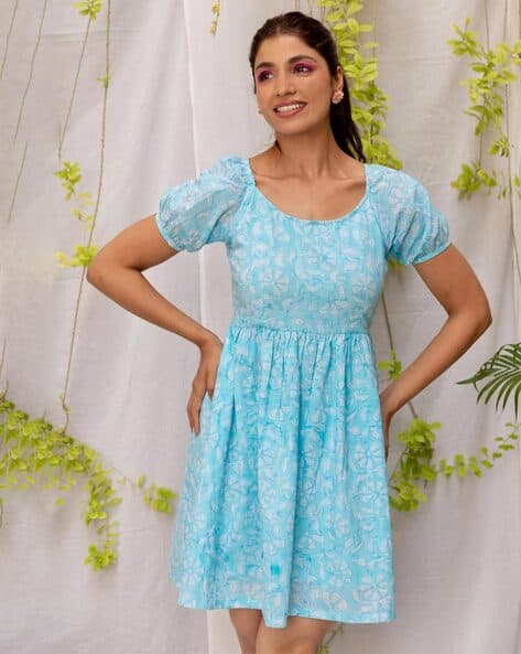 Flare Dresses Ajio Western Wear Dresses Price History Of Bitterlime Floral  Print Fit Flare Dress From