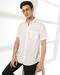 Men Leaf Print Slim Fit Shirt with Patch Pocket