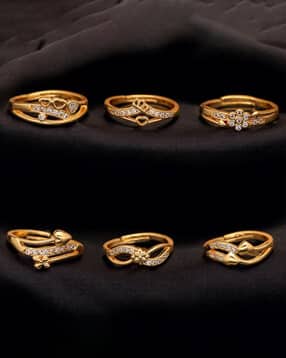 brado jewellery Set of 6 Women Gold-Plated Cubic Zirconia-Studded Rings-picture-51