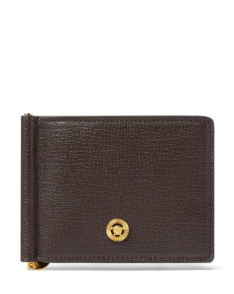 Buy VERSACE Medusa Biggie Bi-Fold Clip Wallet Brown Color Men