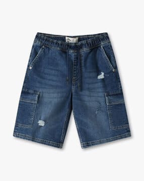 lee cooper Boys Mid-Wash Distressed Regular Fit Denim Shorts-picture-18